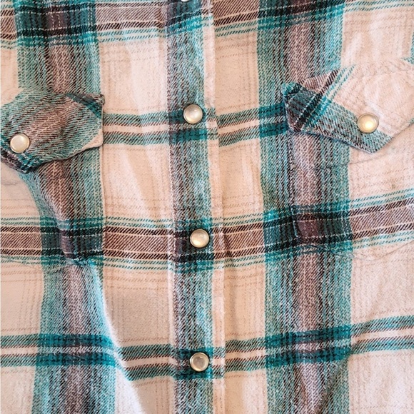 Wrangler womens long sleeve plaid shirt pearl snaps size small - Picture 2 of 4